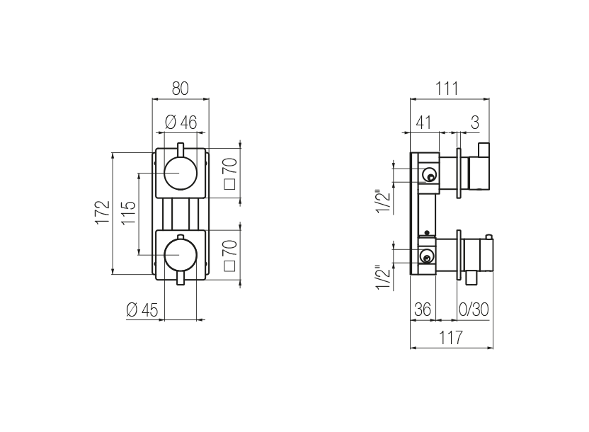 Thermostatic shower mixer with integrated 3-way diverter