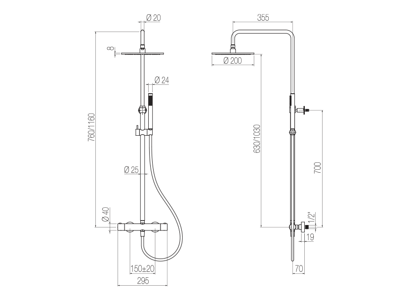 External shower column