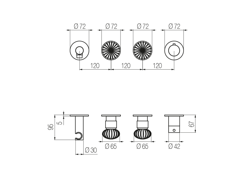 High flow rate horizontal thermostatic set
