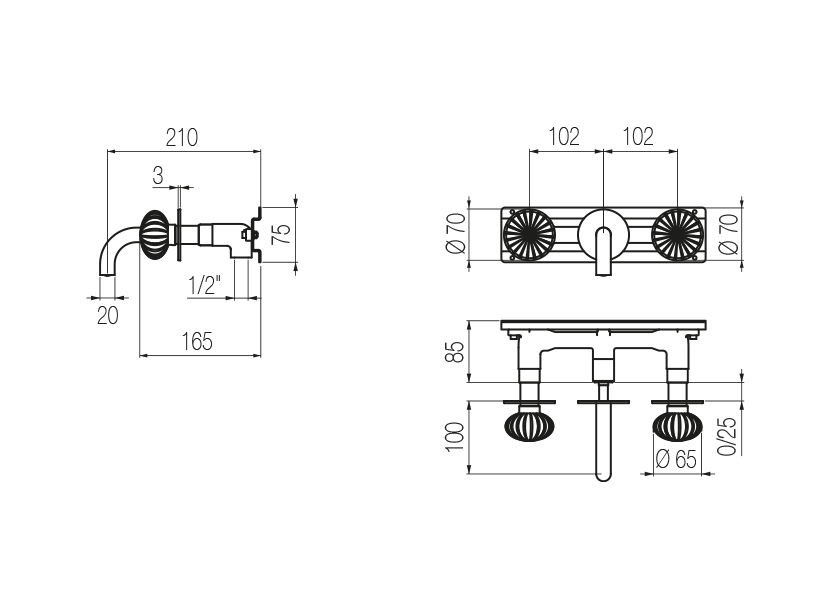Wall-mounted basin tap