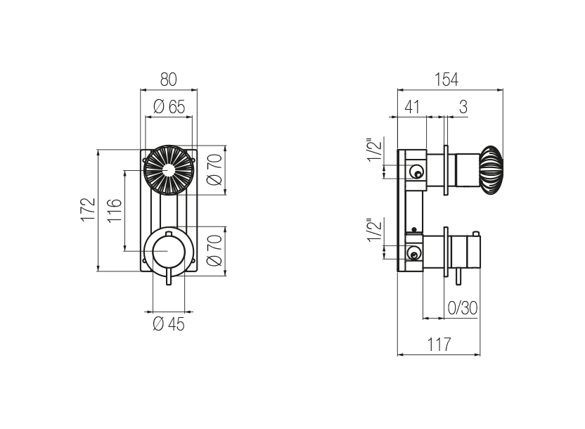 Thermostatic shower mixer with integrated 3-way diverter