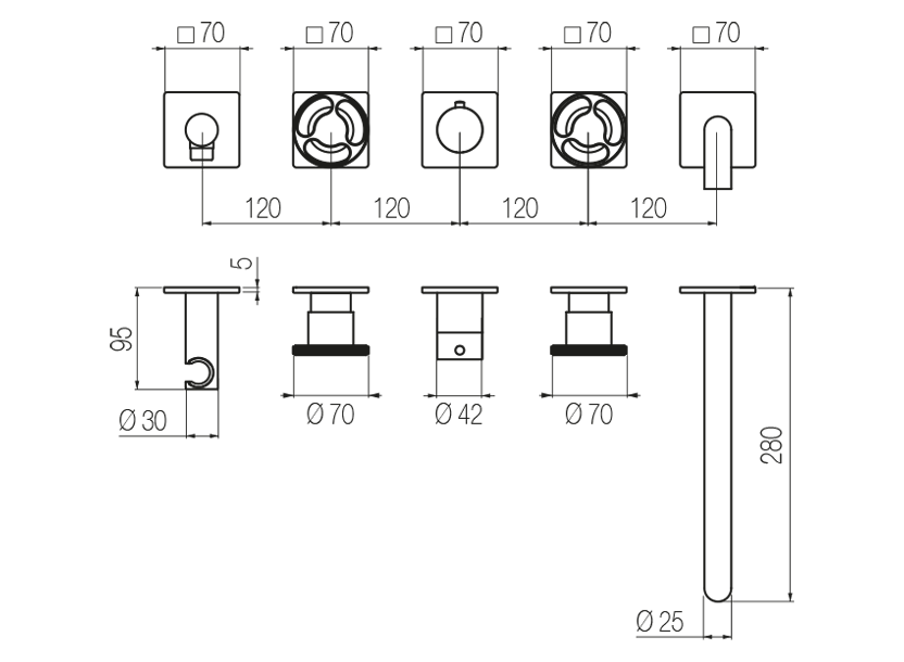  High flow rate horizontal bath set