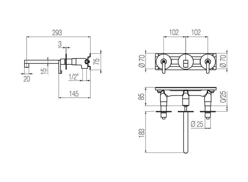  Wall-mounted basin tap