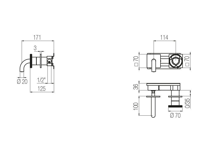  Wall-mounted basin mixer
