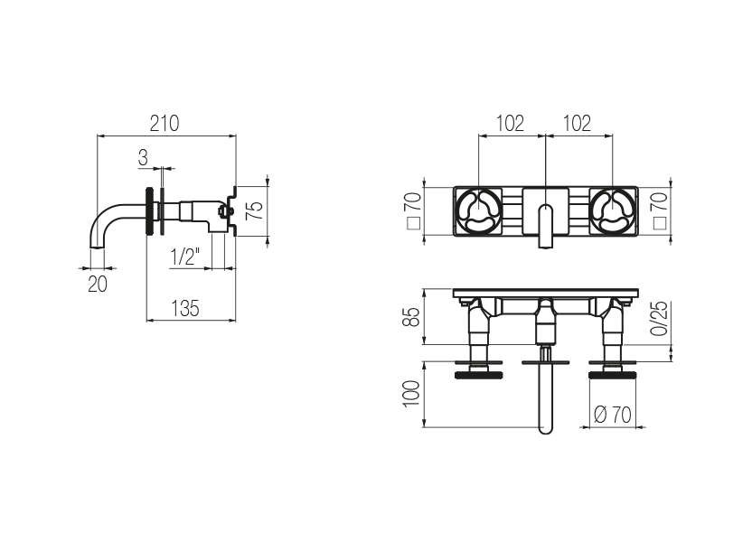  Wall-mounted basin tap