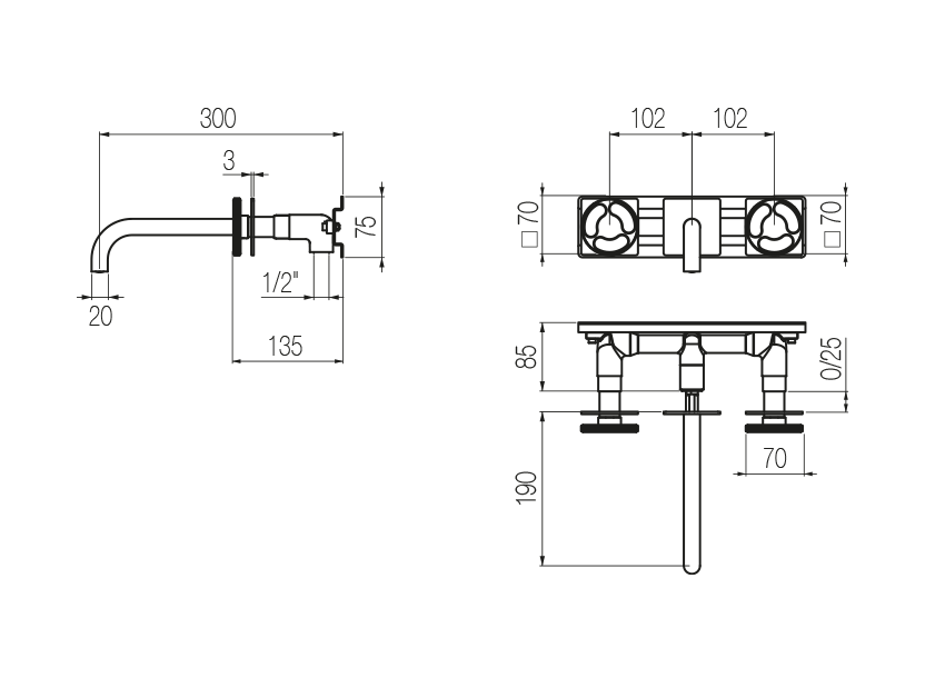  Wall-mounted basin tap