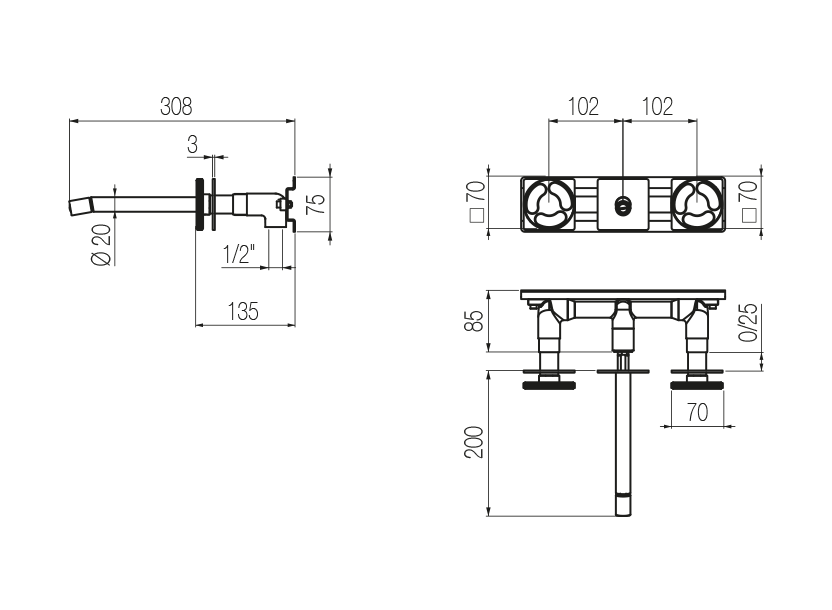  Wall-mounted basin tap