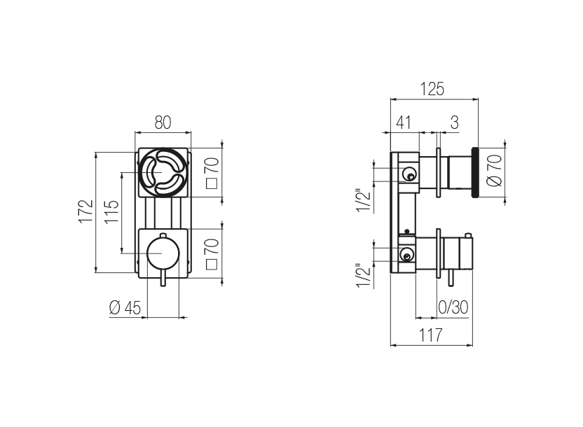  Thermostatic shower mixer with integrated 3-way diverter