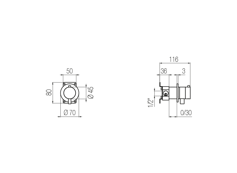 Wall-mounted thermostatic mixer