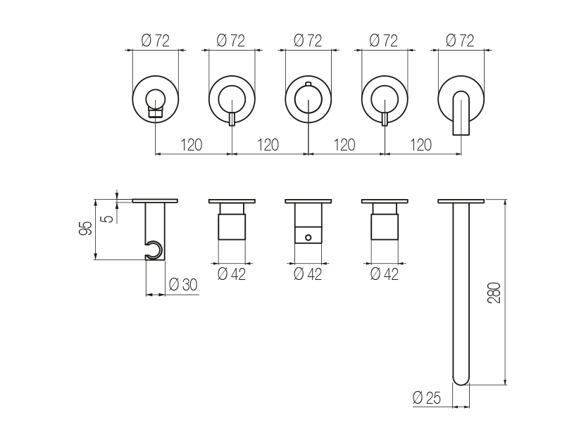 High flow rate horizontal bath set