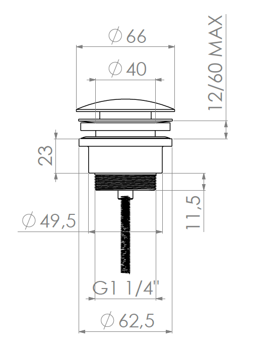 Piletta click-clack universale