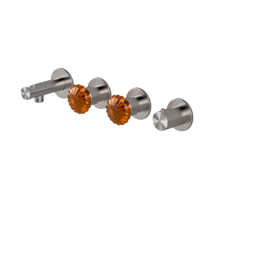 High flow rate horizontal thermostatic set