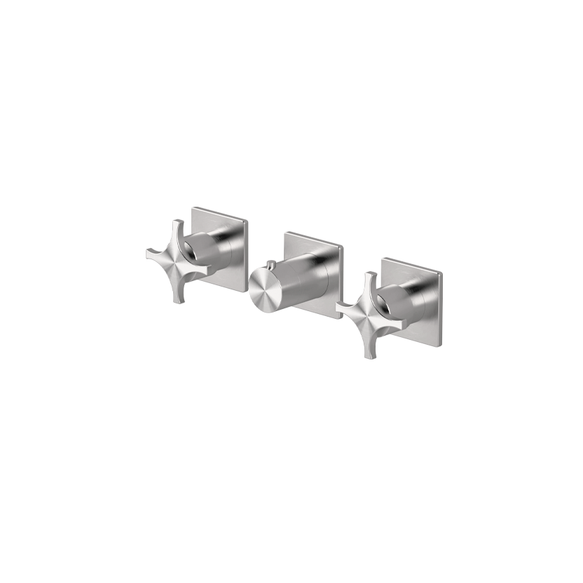 Thermostatic shower set with 2 stop valves