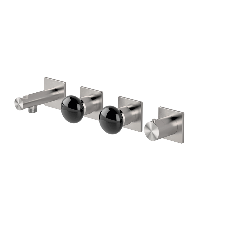 High flow rate horizontal thermostatic set