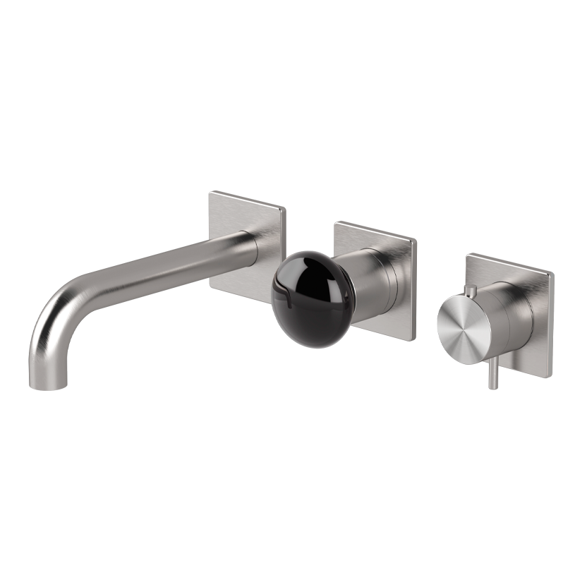 Horizontal thermostatic bath set with 3-ways diverter