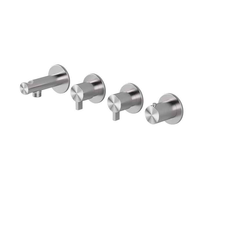 High flow rate horizontal thermostatic set