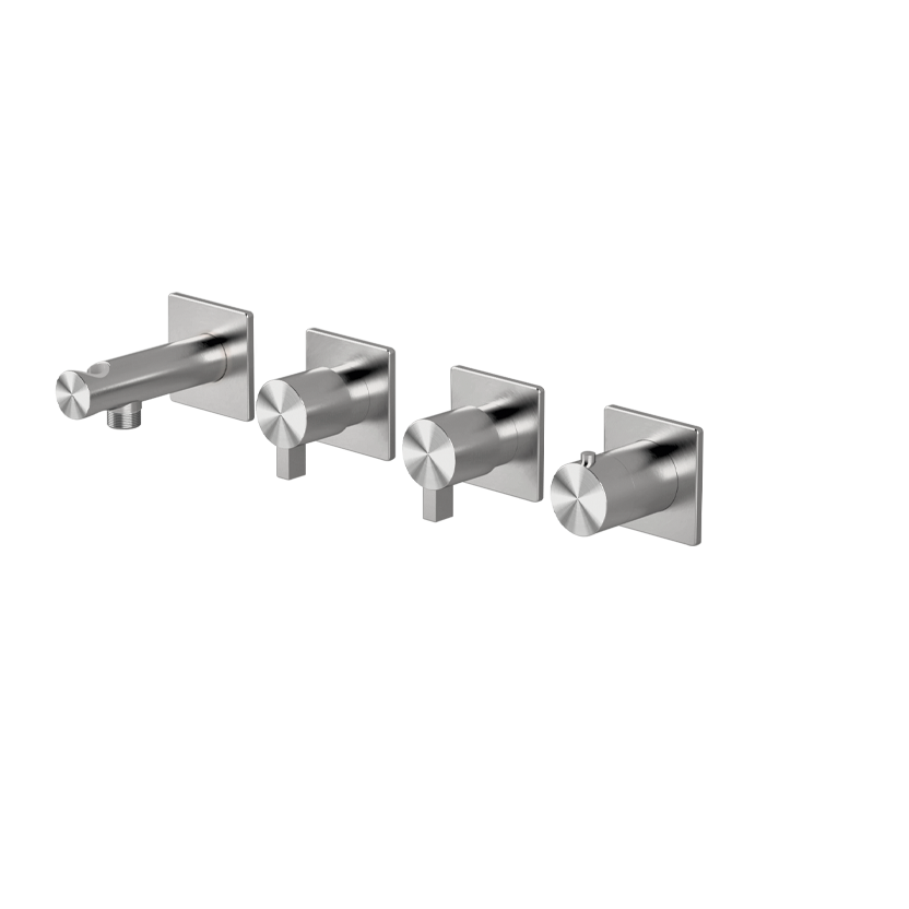 High flow rate horizontal thermostatic set