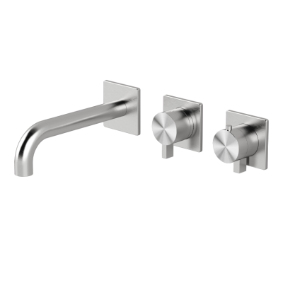 Horizontal thermostatic bath set with 3-ways diverter 