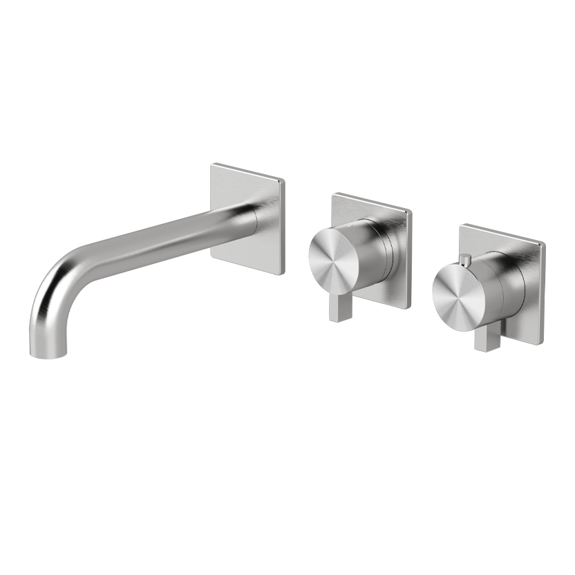 Horizontal thermostatic bath set with 3-ways diverter