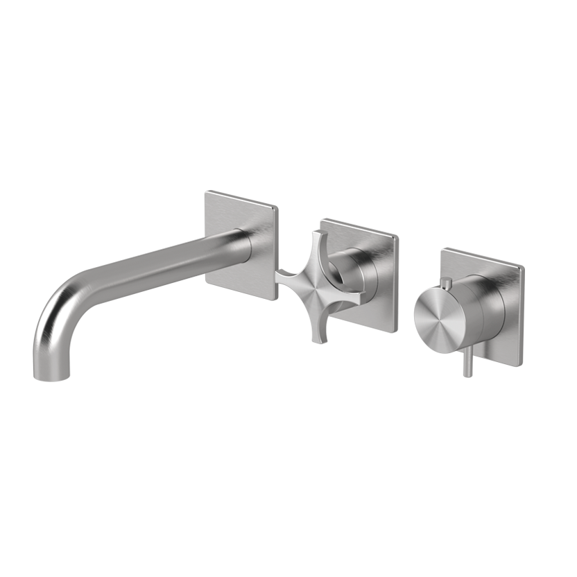 Horizontal thermostatic bath set with 2-ways diverter