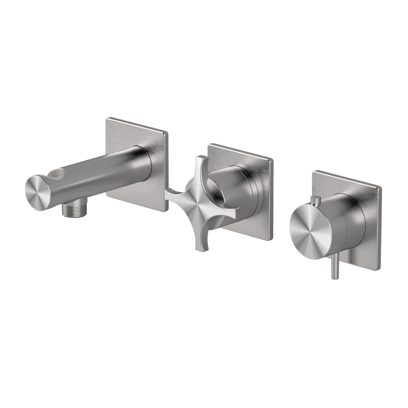 Horizontal thermostatic shower set with 3-ways diverter