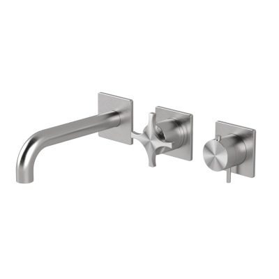 Horizontal thermostatic bath set with 3-ways diverter