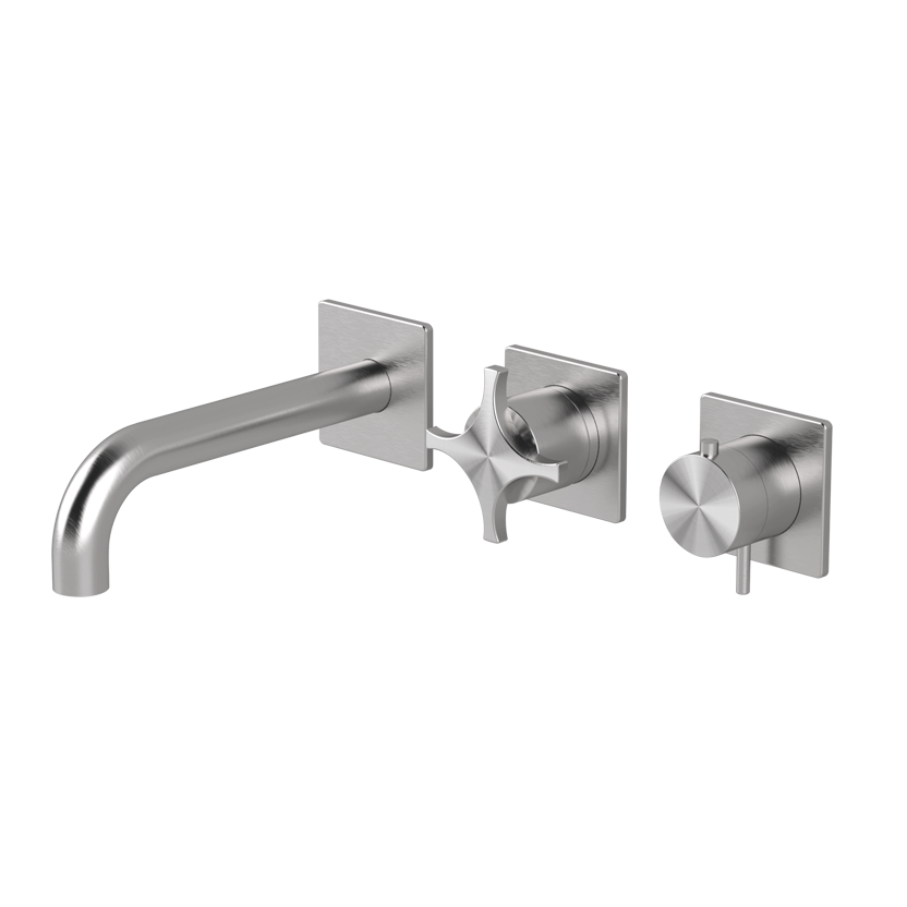 Horizontal thermostatic bath set with 3-ways diverter