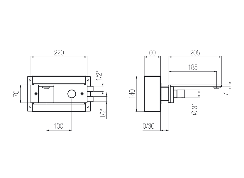 Wall-mounted basin mixer