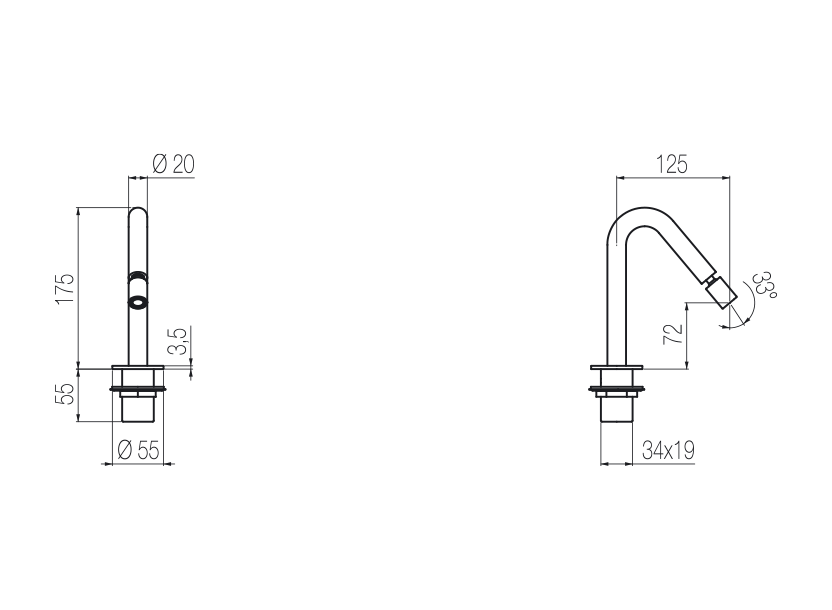 Bidet-Auslauf für Standmontage