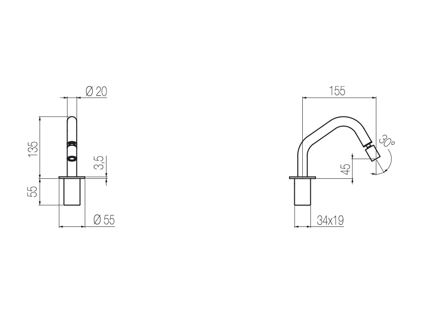 Deck-mounted bidet spout