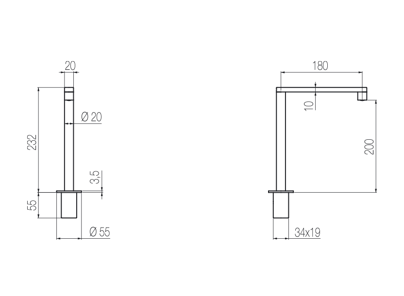  Deck-mounted spout