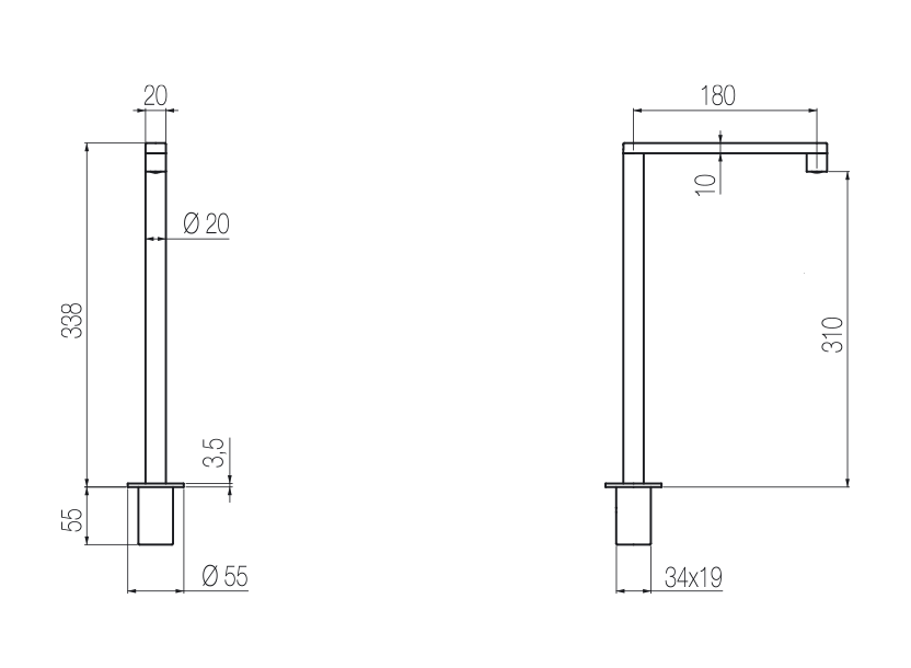  Deck-mounted spout