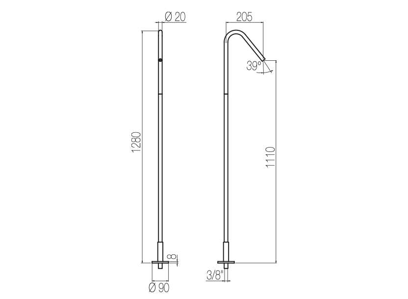  Free-standing basin spout