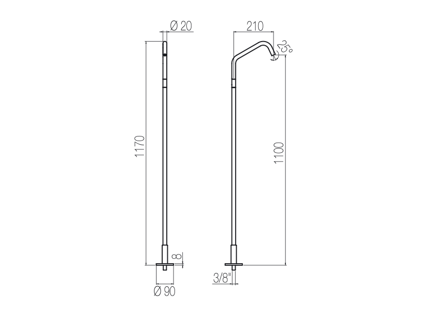 Free-standing basin spout