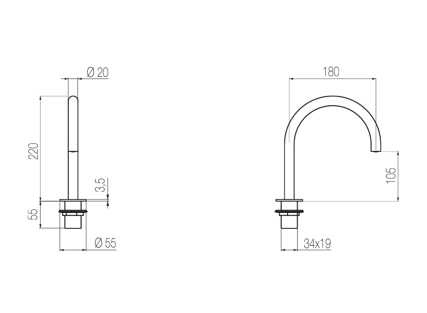 Deck-mounted spout