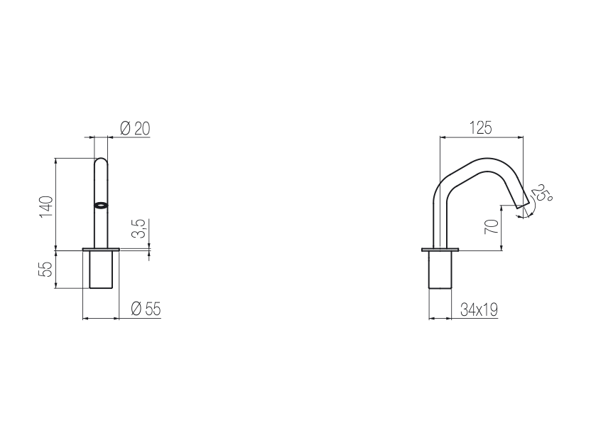 Deck-mounted spout