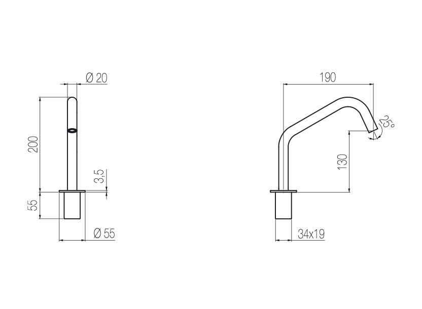 Deck-mounted spout