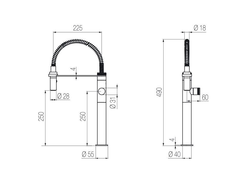 Hiro with pull-out shower