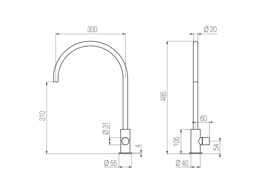 Hiro single lever sink mixer