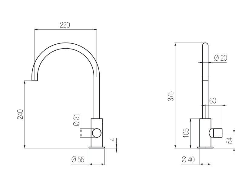 Hiro single lever sink mixer