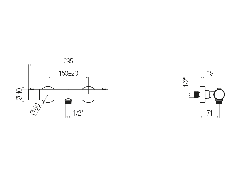 Thermostat-Brausearmatur Aufputz