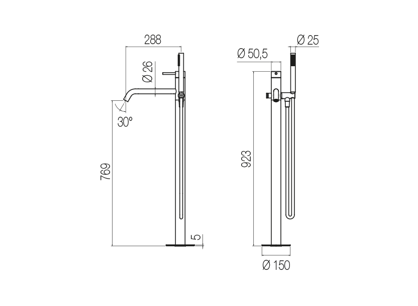  Free-standing bath mixer