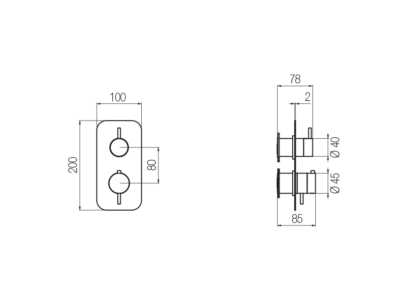  Thermostatic shower mixer with integrated 2-way diverter