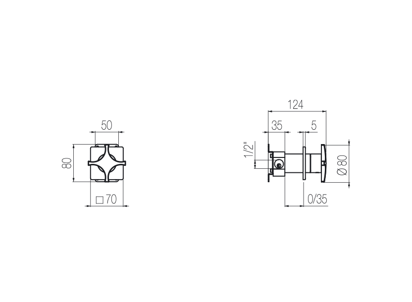 Thermostat-Brausearmatur für Wandmontage