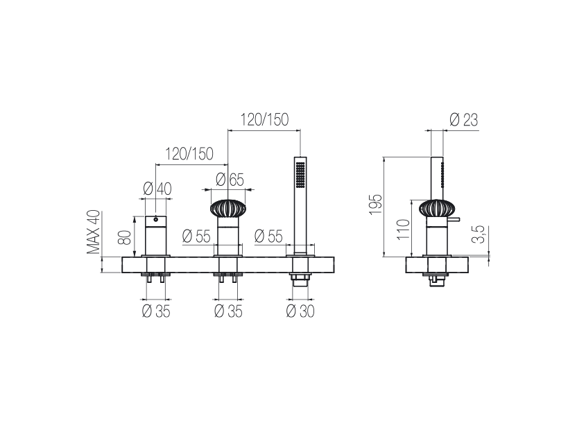 3-hole bath group