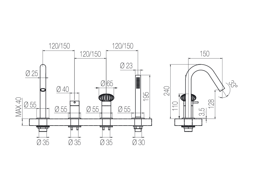 4-hole bath group