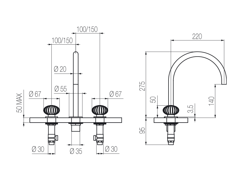 Lavabo 3 fori 