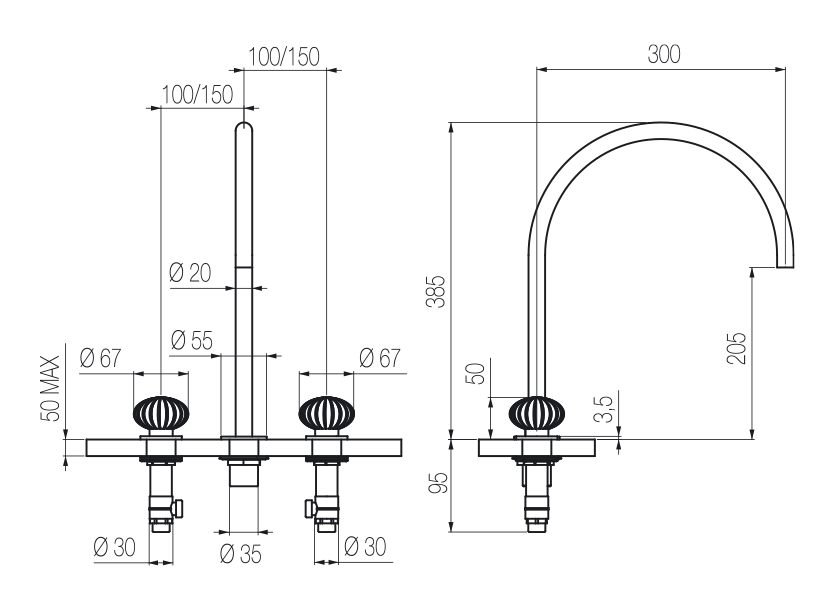 Lavabo 3 fori 