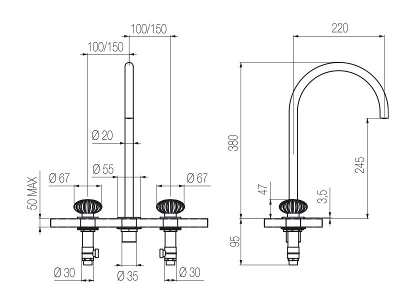 Lavabo 3 fori 