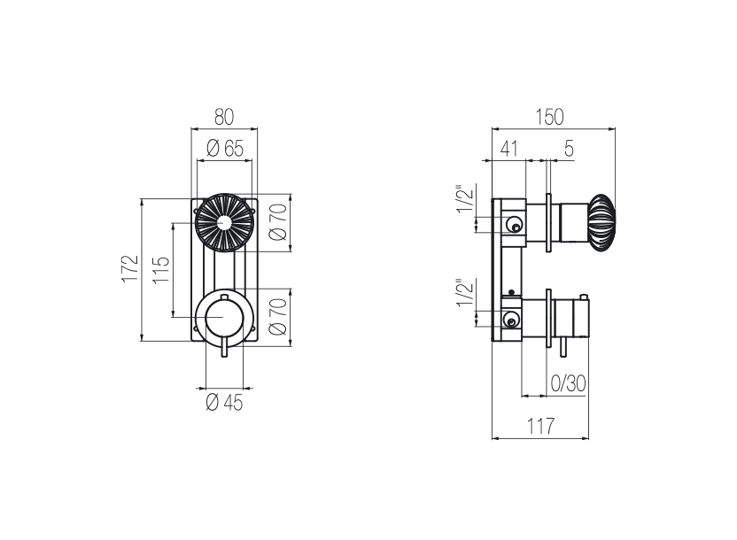 Thermostatic shower mixer with integrated 3-way diverter